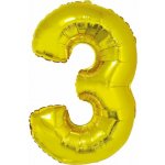 PartyDeco Balón foliový číslice zlatá 35 cm 3 NELZE PLNIT HELIEM – Zboží Mobilmania