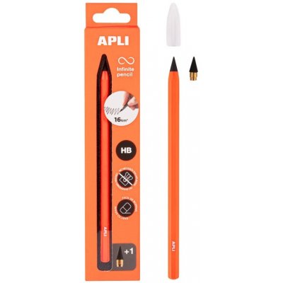 Apli Infinite Nekonečná tužka v oranžovém obalu, Grafitová tuha, 2 kusy hrotu, délka psaní 16 km bez ořezávání – Zboží Živě