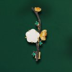 Éternelle luxusní brož zdobená vzácným Hotanským Nefritem B7300-X-002 Černá – Zboží Dáma