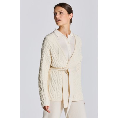 Gant svetr D2. CABLE WRAP CARDIGAN bílá – Zboží Mobilmania