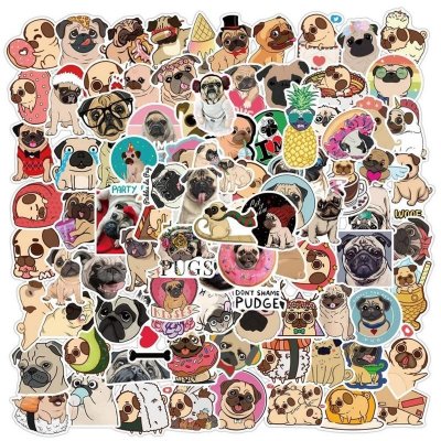 Set 50 samolepek mops (2) (Samolepky mops) – Zboží Živě