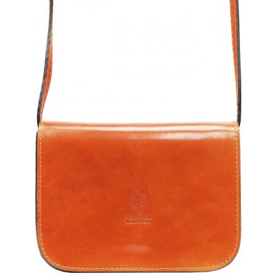 Pevná malá kožená crossbody kabelka Florence 43 oranžovo-hnědá – Zboží Mobilmania
