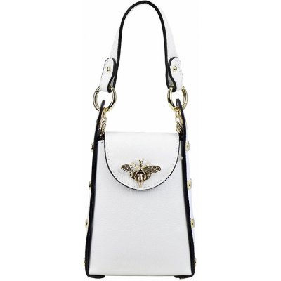 Malá bílá stylová kabelka do ruky s broží – Zboží Mobilmania