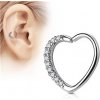 Piercing Šperky4U piercing do nosu ucha srdce čiré kamínky N0060-C