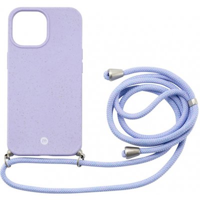 Pouzdro MOMAX Apple iPhone 13 Pro Max - slaměné kousky - šňůrka - gumové - fialové