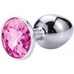 Sunfo kovový anální kolík s růžovým kamínkem stříbrný – Zboží Mobilmania