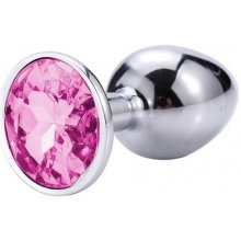 Sunfo kovové anální dildo s kamenem stříbrno-růžové