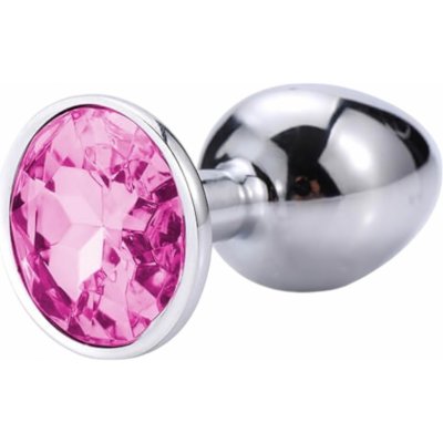 Sunfo kovový anální kolík s růžovým kamínkem stříbrný – Zboží Mobilmania