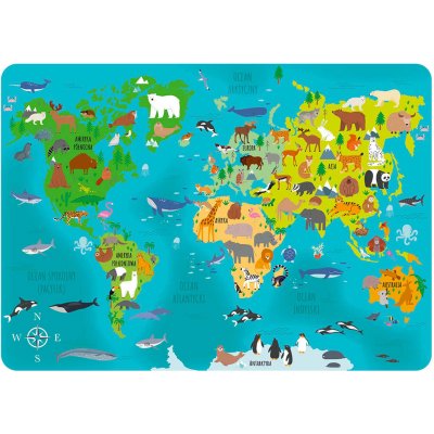 Derform prostírání Mapa světa zvířátka 40x29cm – Zboží Mobilmania