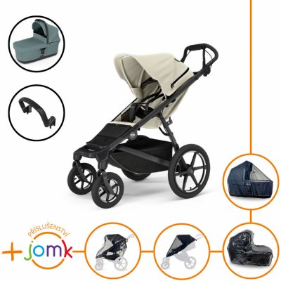 Thule Set 7v1 Urban Glide 4-wheel Soft beige 2024 + madlo + korbička Mid blue + JOMK příslušenství – Sleviste.cz