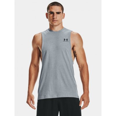 Under Armour Left Chest Cut Off Tank Man Grey – Zboží Dáma