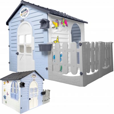 Mochtoys Zahradní domek modrobílý s plotem – Zboží Mobilmania