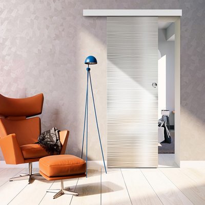 Erkado Posuvné skleněné dveře na stěnu GRAF 22 mléčné sklo s bílými vzory 60 x 197 cm – HobbyKompas.cz