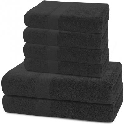 DecoKing Sada ručníků a osušek Marina černá 4 ks 2 ks 70 x 140 cm 50 x 100 cm