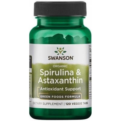 Swanson Organická Spirulina a Astaxanthin 120 tablet