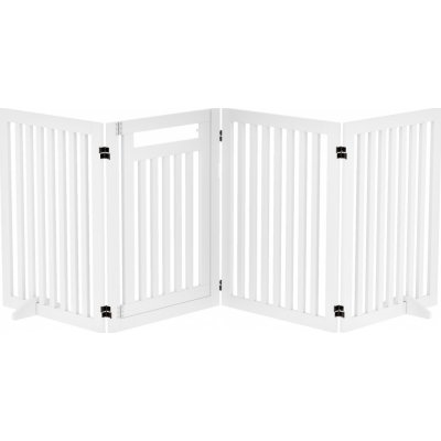Pawhut Zábrana pro psy čtyřdílná dřevěná skládací 60-240 x 81 cm bílá – Zboží Dáma