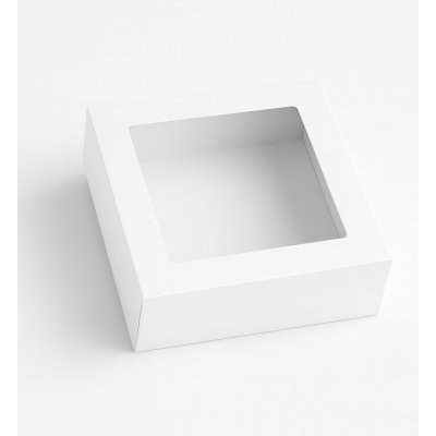 KRAFTHOUSE.EU Dárková krabička bílá čtvercová s okénkem KM-014WO Okno: Srdce – Zboží Dáma