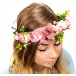 Camerazar Věnec do vlasů s umělými Růžemi a Pivoňkami, Boho styl, Průměr růže 6 cm, Průměr pivoňky 4.5 cm, Obvod 54 cm – Zboží Mobilmania