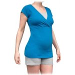 Jožánek těhotenské kojící pyžamo krátké Tm.tyrkys/šedý melír – Zboží Dáma