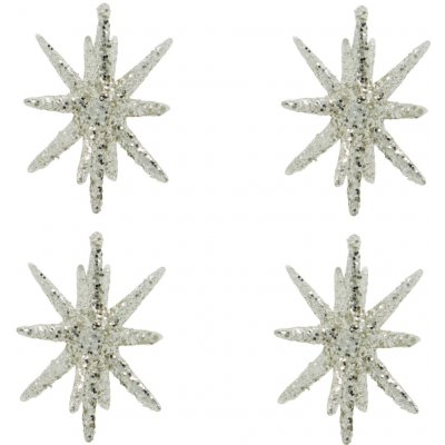 House Doctor Vánoční ozdoba Spike Small Silver Glitter set 4 ks, stříbrná barva, sklo – Hledejceny.cz