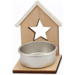 DECOLED Dřevěný svícen na čajové svíčky, chaloupka s hvězdou, 8 × 5 cm – Sleviste.cz