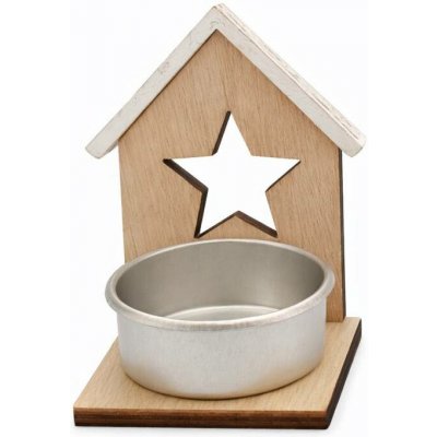 DECOLED Dřevěný svícen na čajové svíčky, chaloupka s hvězdou, 8 × 5 cm – Sleviste.cz