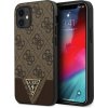 Pouzdro a kryt na mobilní telefon Apple Guess GUHCP12SPU4GHBR hard silikonové iPhone 12 Mini 5.4" brown 4G Triangle Collection