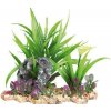 Akvarijní dekorace Trixie Plastová rostlina se skalkou na podstavci 18 cm