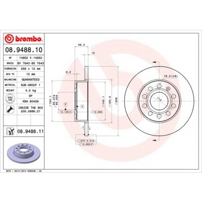 BREMBO Brzdový kotouč 08.9488.11 – Zbozi.Blesk.cz