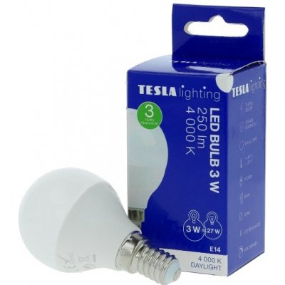 Tesla LED MINIGLOBE BULB, E14, 3W, 250lm, 4000K denní bílá MG140340-7 – Hledejceny.cz