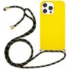Pouzdro a kryt na mobilní telefon AppleMix Apple iPhone 15 Pro Max - slaměné kousky - se šňůrkou - gumový - žluté