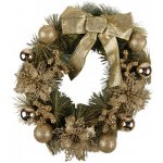 Clayre & Eef Zeleno-zlatý vánoční věnec s mašlí a koulemi Christmas Wreath - Ø 40*10 cm – Sleviste.cz