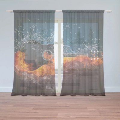 Sablio Záclony Ohnivá kytara: 2ks 150x250cm – Hledejceny.cz