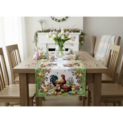 Mybesthome Velikonoční ubrus běhoun EASTERS FAMILY 40x140 cm – Sleviste.cz