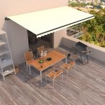 Dekorhome Ručně zatahovací markýza 400x350 cm Krémová – HobbyKompas.cz