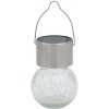 Váza lampa solární KOULE pr.6cm, v.9cm, 1LED, závěsná, čirá; nerez/sklo/PH