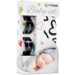 T-Tomi Baby set bambusová osuška hearts / srdíčka + kočárkový kolíček pink / růžová 338 – Zboží Dáma
