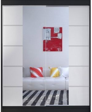 Kapol Camino V 150 cm s půleným zrcadlem a posuvnými dveřmi Stěny bílá / černá