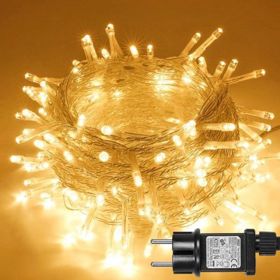 ROSNEK 20m 200 LED pohádkových světel 8 světelných režimů s časovačem vnitřní venkovní vodotěsná pohádková světla pro zahradu dvůr svatba vánoční večírek teplá bílá