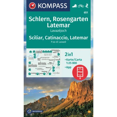 Rosengarten, Catinaccio, Schlern, Sciliar (Kompass - 628) - turistická mapa