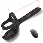 SuperLove Double Penetration 3in1 Vibrating Cock Ring & Testicles Stimulator with Remote Black – Zbozi.Blesk.cz