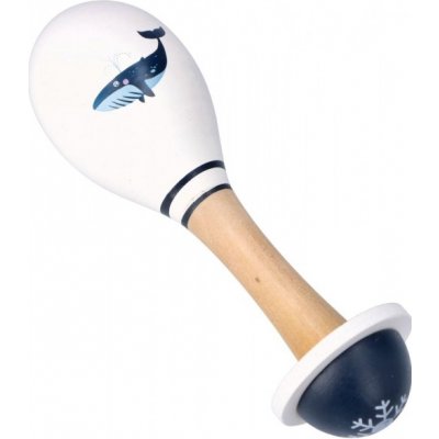Adam Toys Dřevěné chrastítko rumba koule Velryba bílá/modrá – Sleviste.cz