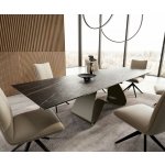 DELIFE Jídelní stůl Edge 200-300x100 keramika Laminam®Noir Desir hnědá podnož ve tvaru "W" černá rozkládací – Sleviste.cz