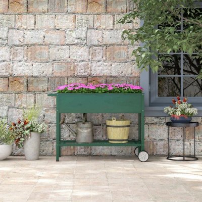 Outsunny Vyvýšený záhon s kolečky 109 x 44 x 80 cm | zelený – Zboží Dáma
