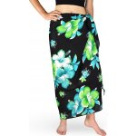 Sarong Pareo REN Hibis černý zelený květ – Zboží Dáma