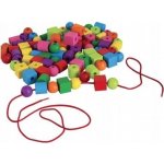 Detoa Maxiperle dřevěné barevné se šňůrkou 92 ks v plastové dóze 10x14cm – Zboží Mobilmania