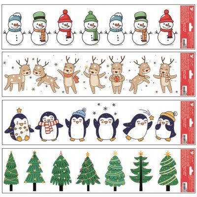 Anděl Přerov Okenní fólie vánoční barevné pruhy s glitry 64 x 15 cm – Sleviste.cz