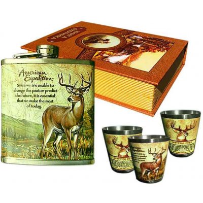 Placatka Jelen kazeta kniha se 3 panáky – Zboží Mobilmania