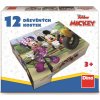 Dřevěná hračka Dino Kubus Mickeyho klubík 12 kostek