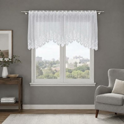 Dekorační oblouková krátká záclona na žabky KLEMENTYNA 80 bílá 200x80 cm MyBestHome – Hledejceny.cz